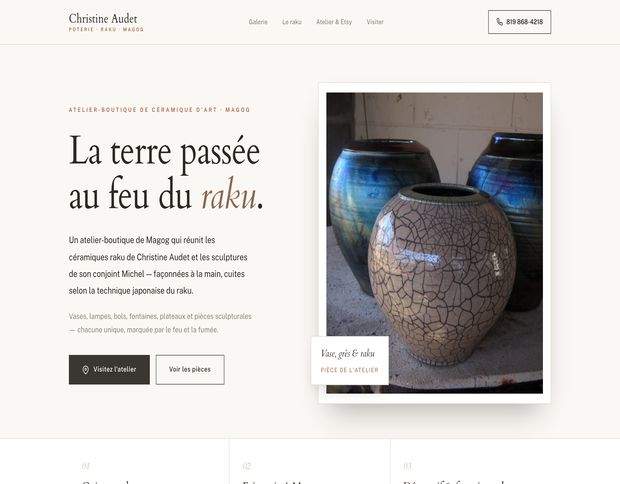 Aperçu du site de démonstration — Poterie Christine Audet